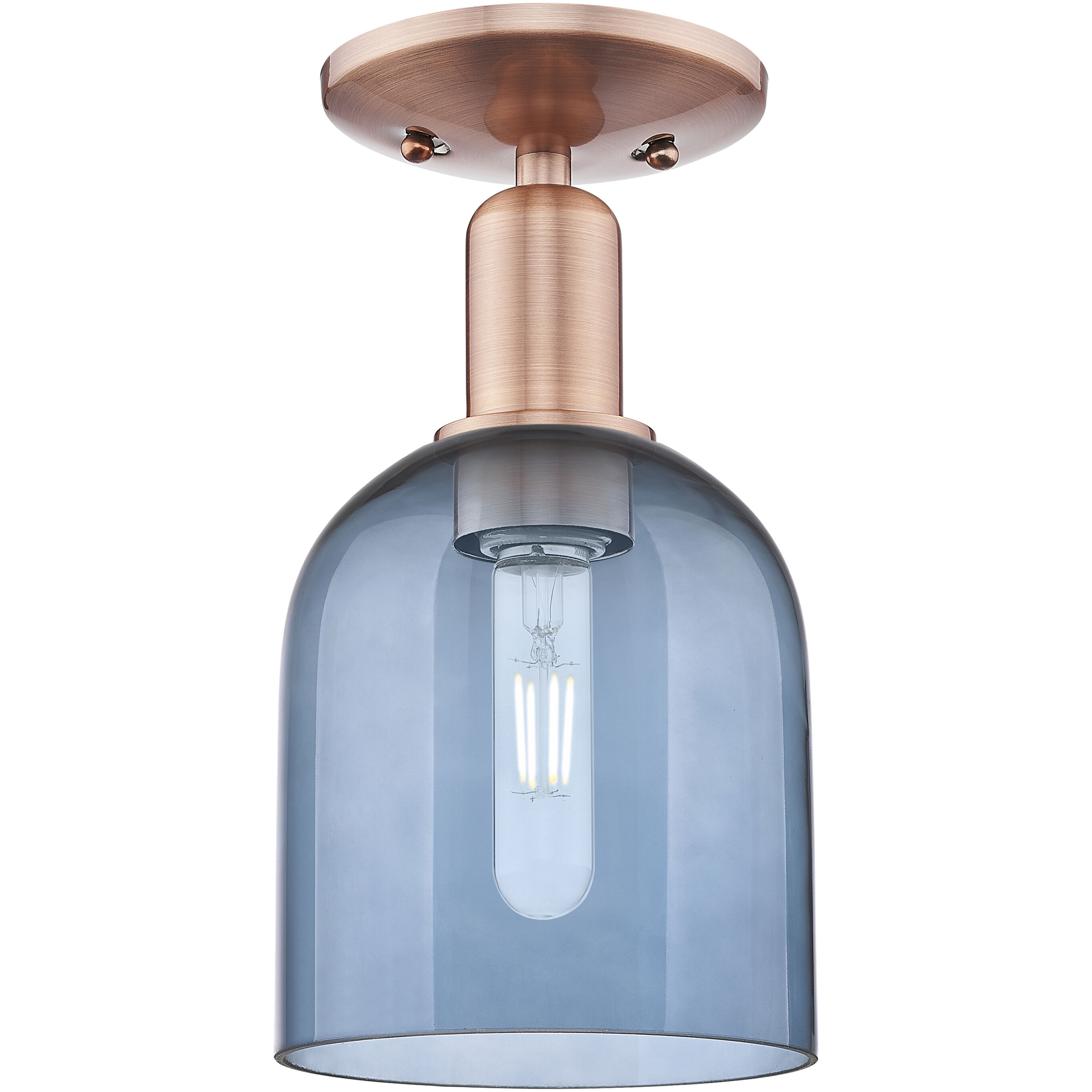 Arcadia Bella 1 Light 5.5 inch Antique Copper Semi-Flush Mount Ceiling Light in Blue