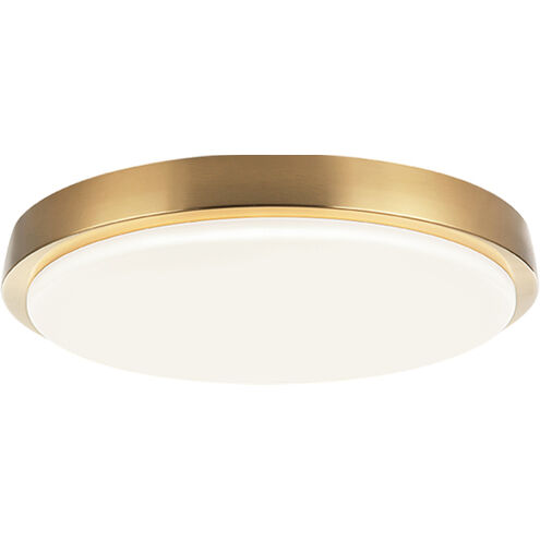 Zane LED 15.63 inch Matte Black Flush Mount Ceiling Light in Aged Gold Brass