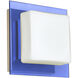 Alex LED 6 inch Satin Nickel ADA Mini Sconce Wall Light in Opal/Blue Glass