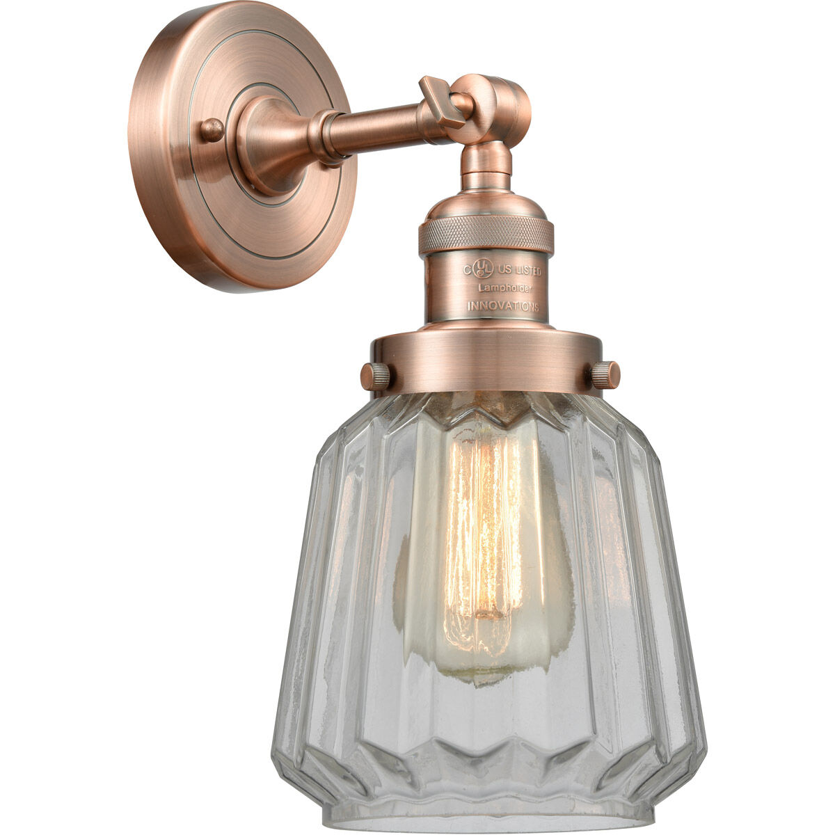 Franklin Restoration Chatham 1 Light 6 inch Antique Copper Semi-Flush Mount Ceiling Light in Clear Glass, Franklin Restoration