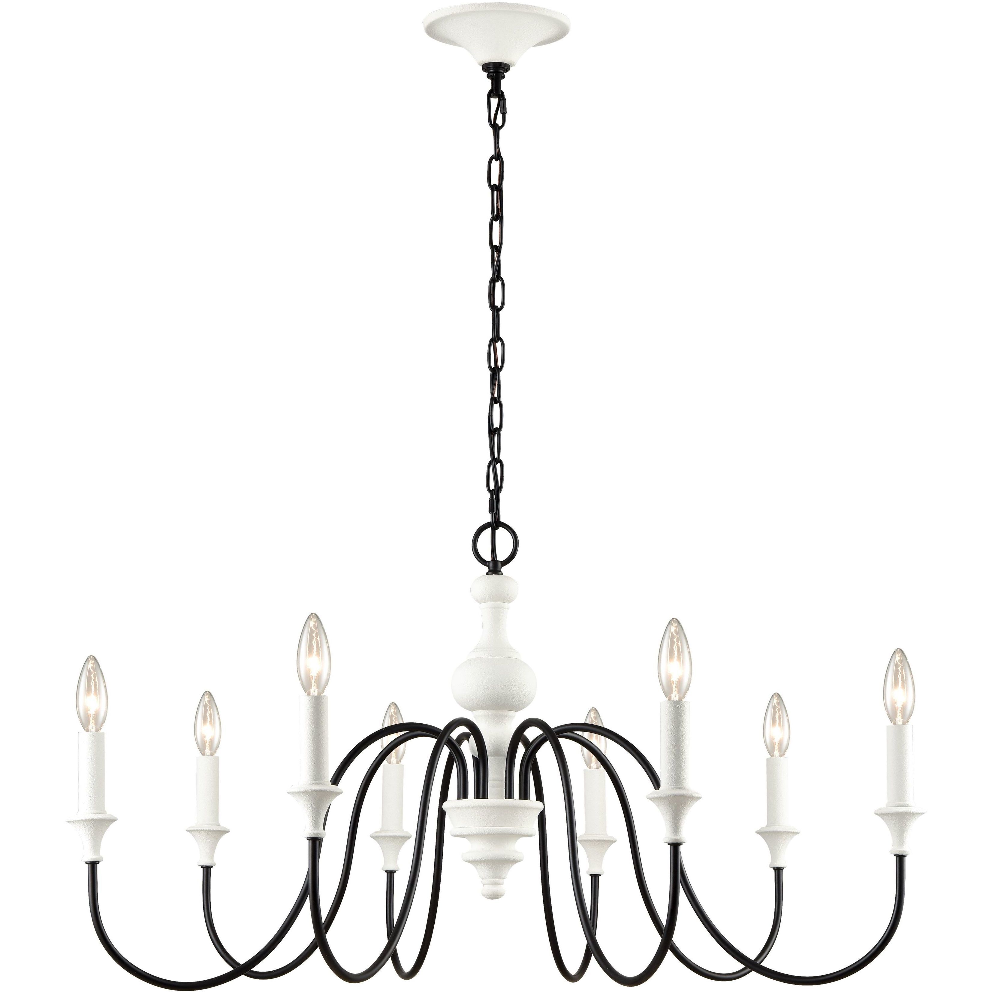 Val de Loire 8 Light 36 inch Textured White with Black Chandelier Ceiling Light