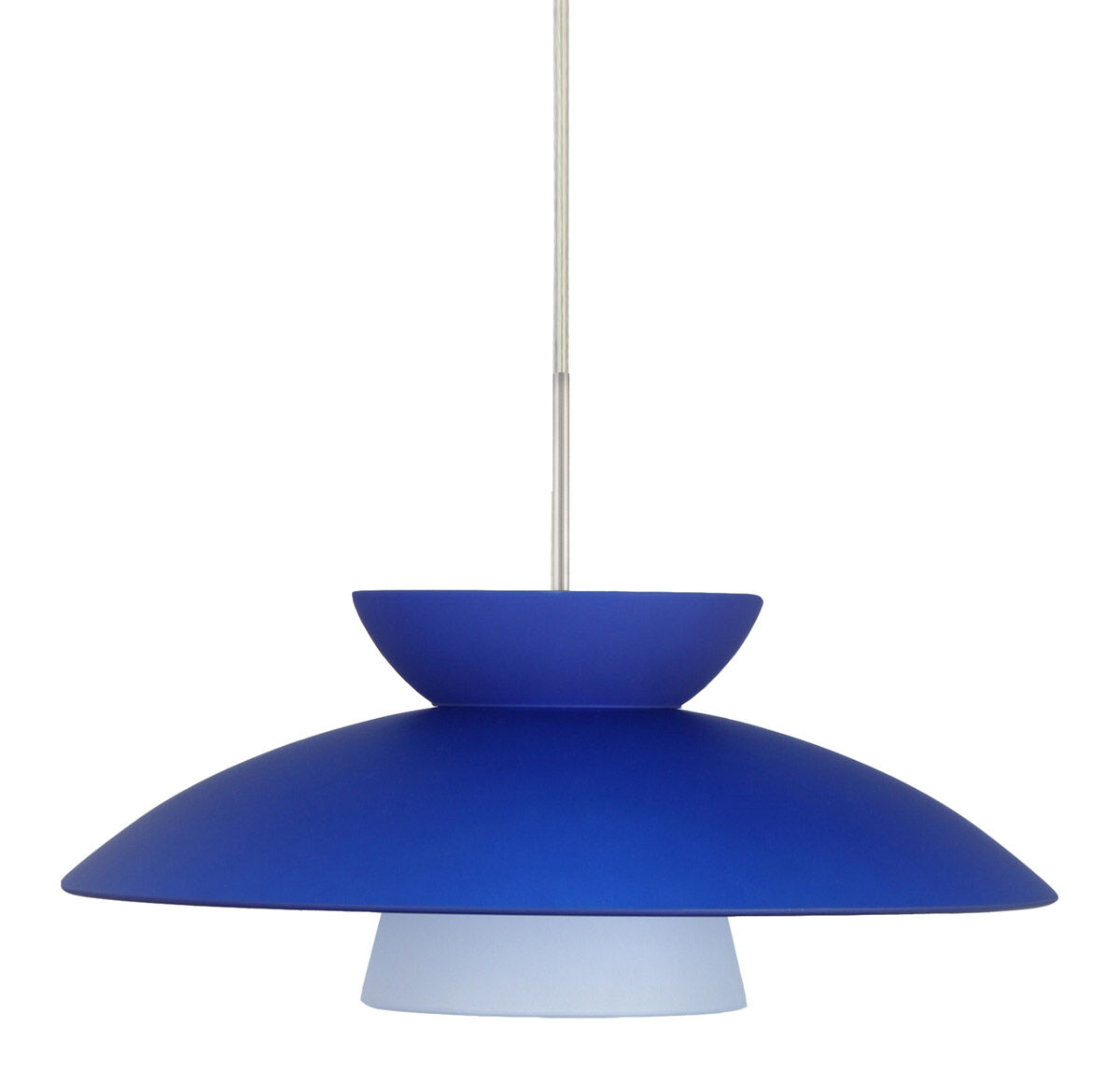 Trilo 15 1 Light Satin Nickel Pendant Ceiling Light in Incandescent, Blue Matte Glass