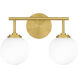 Eloise 2 Light 15 inch Aged Brass Bath Light Wall Light