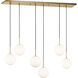 Richard June Sorelle 6 Light 48.35 inch Estate Brass Linear Chandelier Ceiling Light in Standard