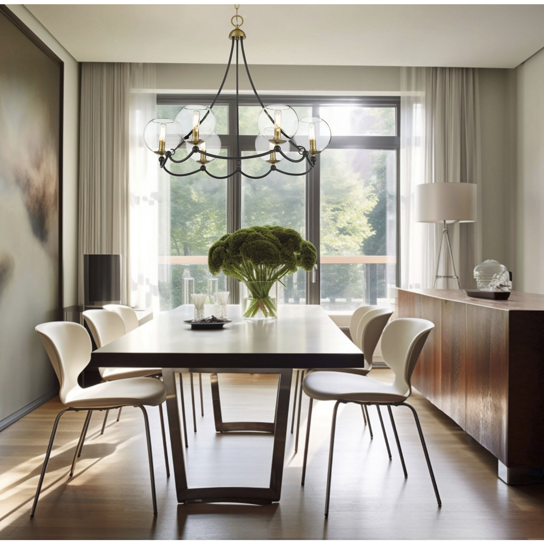 Vantage Kearney Park 6 Light 29 inch Coal and Soft Brass Chandelier Ceiling Light