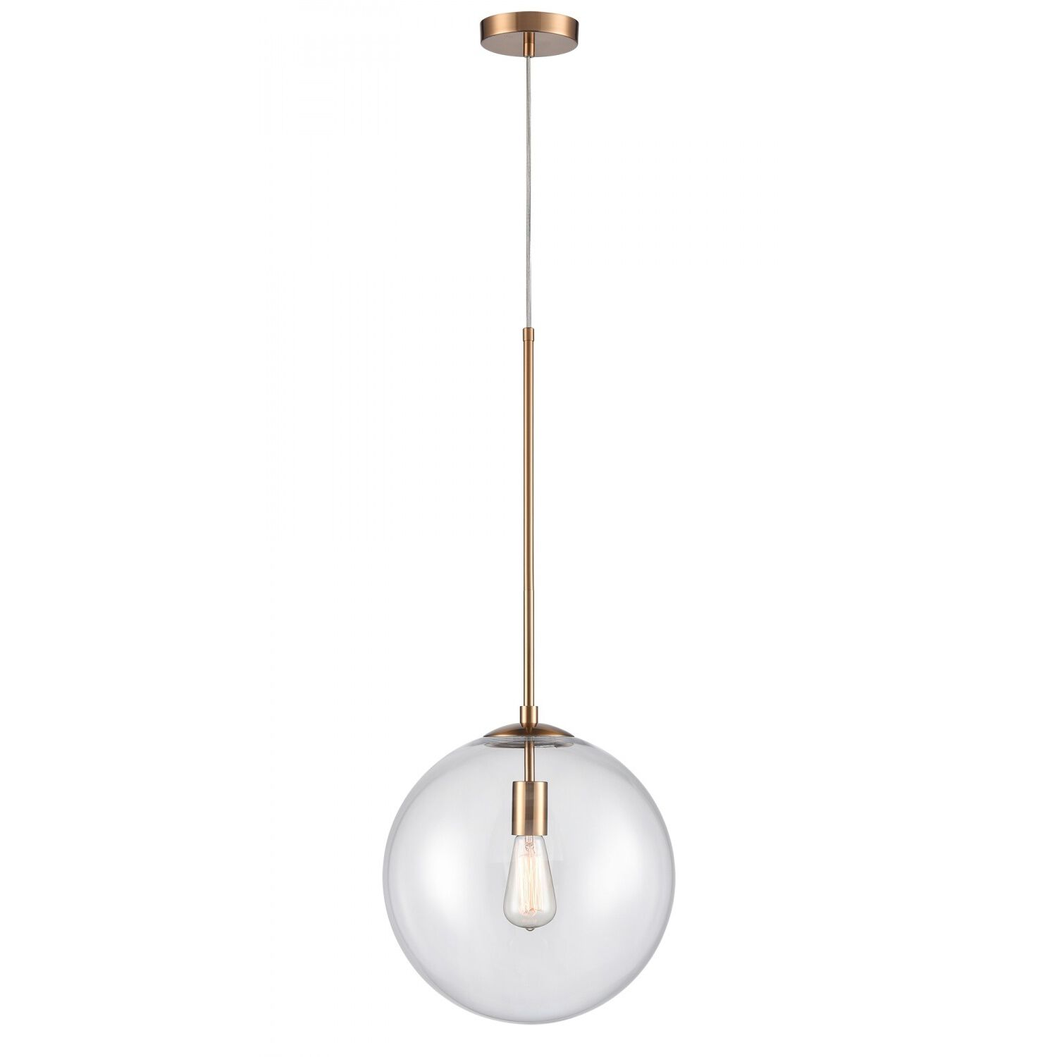 Delilah 1 Light 14 inch Aged Brass Pendant Ceiling Light in Clear