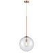 Delilah 1 Light 14 inch Aged Brass Pendant Ceiling Light in Clear