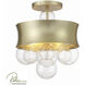 Verdi Square 3 Light 14 inch Soft Gold With Gold Leaf Convertible Pendant Ceiling Light