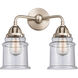Nouveau 2 Canton 2 Light 14 inch Brushed Satin Nickel Bath Vanity Light Wall Light in Seedy Glass