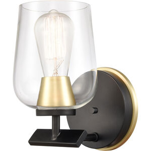 Remy 1 Light 5 inch Black Satin Brass Bath Vanity Light Wall Light in Clear Glass