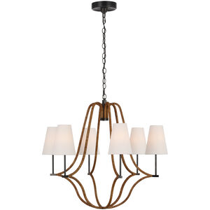 Chapman & Myers Biscayne LED 30.25 inch Bronze and Natural Rattan Wrapped Chandelier Ceiling Light, Large