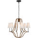 Chapman & Myers Biscayne LED 30.25 inch Bronze and Natural Rattan Wrapped Chandelier Ceiling Light, Large