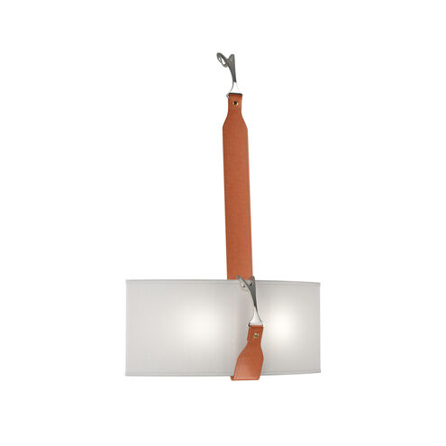 Saratoga 2 Light 16 inch Black and Polished Nickel Sconce Wall Light in Leather Chestnut, Black/Polished Nickel, Natural Anna