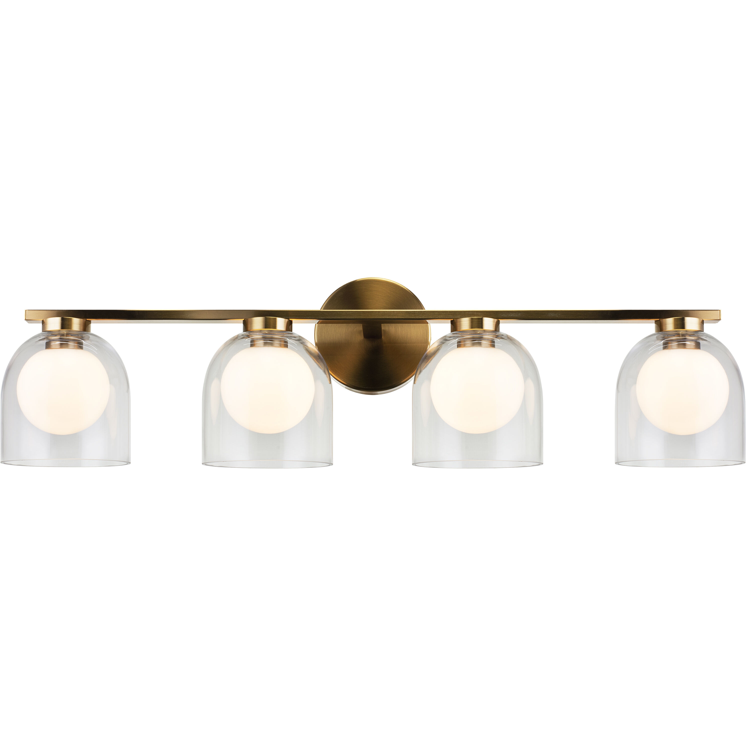 Derbishone 4 Light 28.63 inch Aged Gold Brass Wall Sconce Wall Light in Aged Gold Brass and Clear