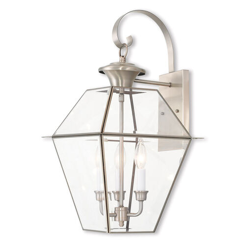Westover 3 Light 23.25 inch Brushed Nickel Outdoor Wall Lantern