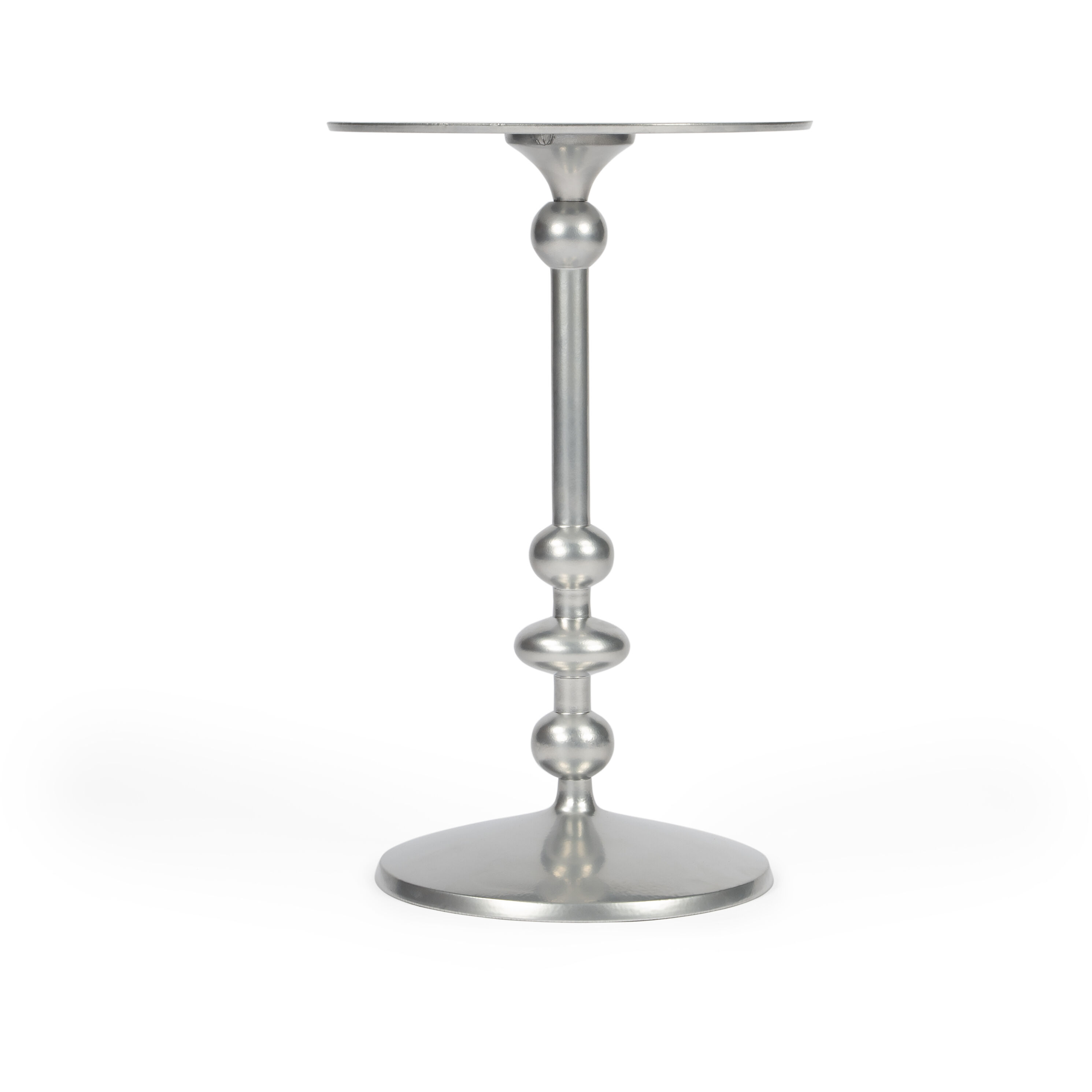 Zora Silver Iron Pedestal Side Table in Silver