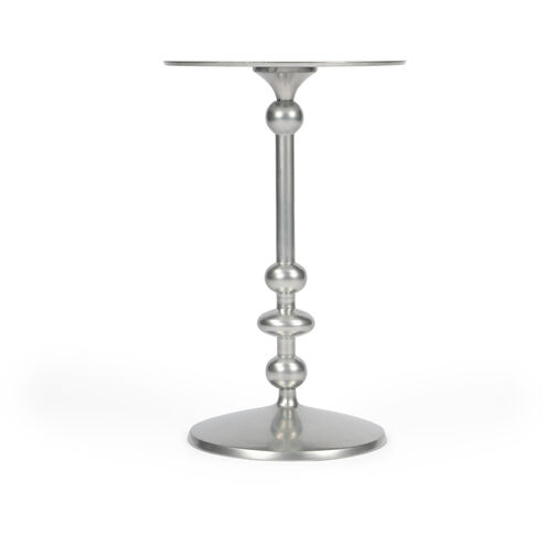 Zora Silver Iron Pedestal Side Table in Silver