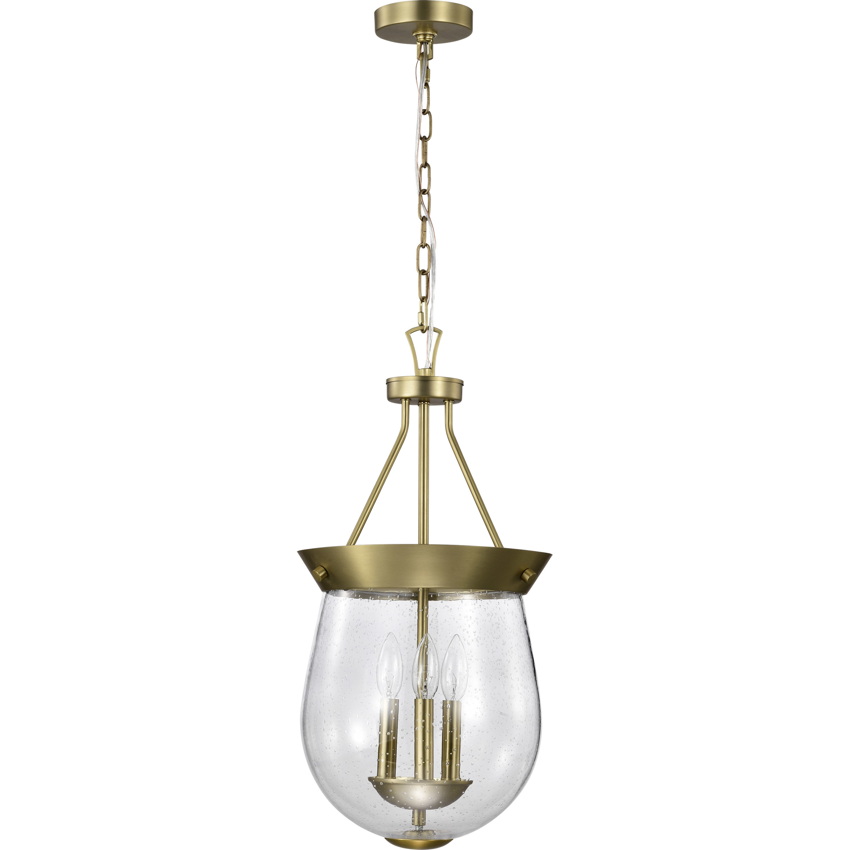 Boliver 3 Light 11.75 inch Vintage Brass Pendant Ceiling Light