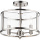 Sentinel 3 Light 13.25 inch Satin Nickel Semi-Flush Mount Ceiling Light