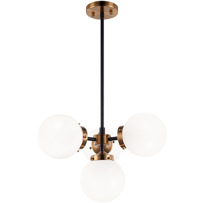 Maru 4 Light 21 inch Aged Gold Brass Pendant Ceiling Light in Aged Gold Brass and Opal Glass