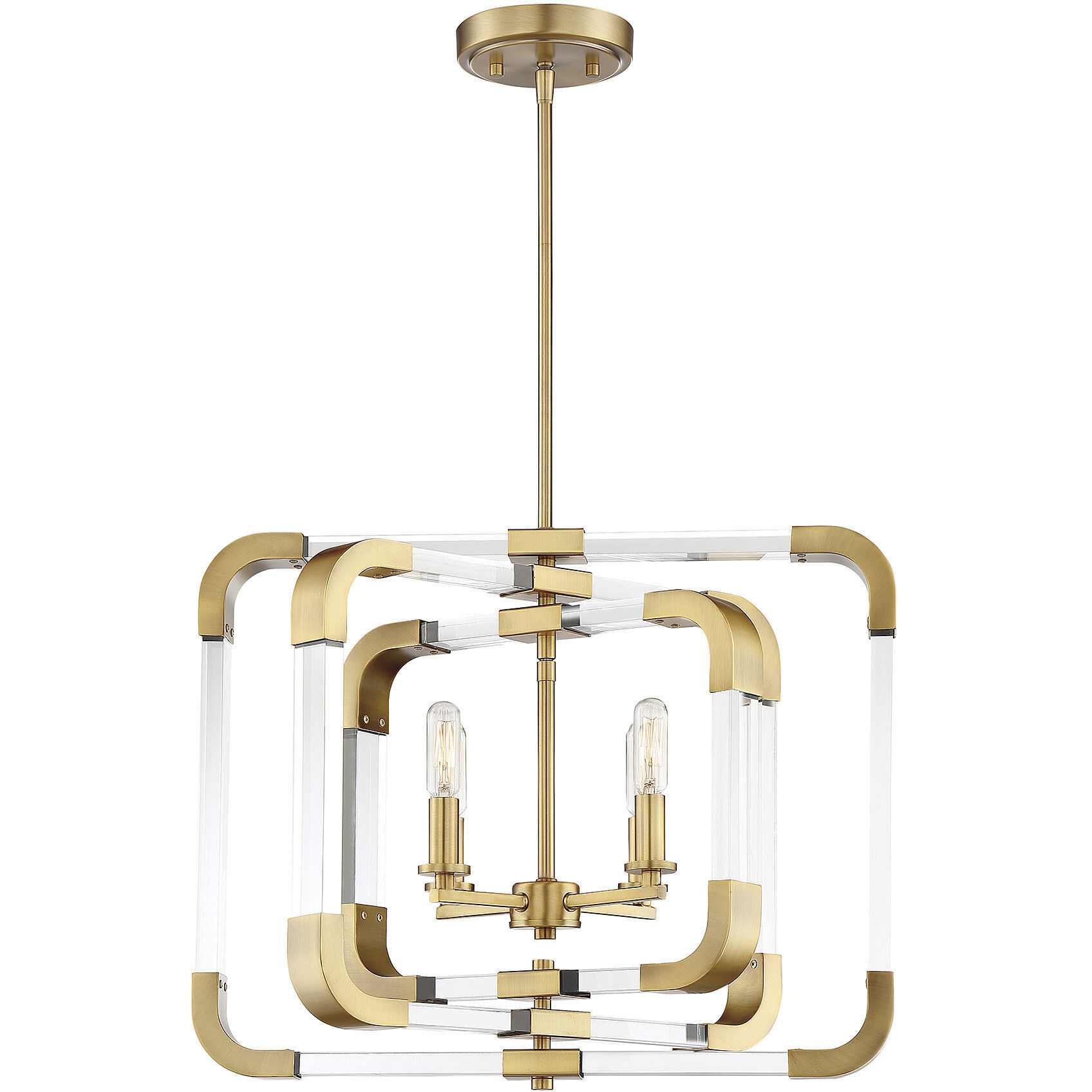 Rotterdam 4 Light 20 inch Warm Brass Convertible Semi-Flush or Pendant Ceiling Light, Essentials