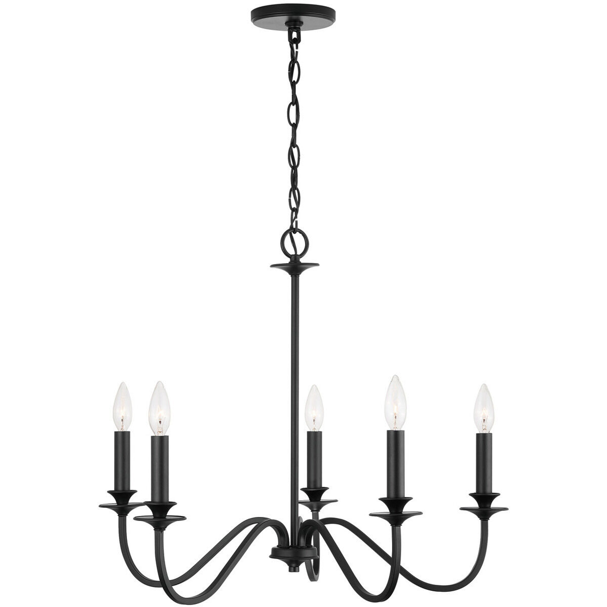 Elijah 5 Light 26 inch Matte Black Chandelier Ceiling Light