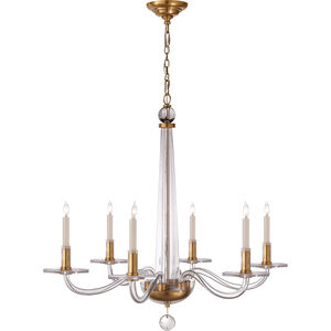 Chapman & Myers Robinson2 6 Light 32 inch Antique Brass and Clear Glass Chandelier Ceiling Light in Antique-Burnished Brass, Medium