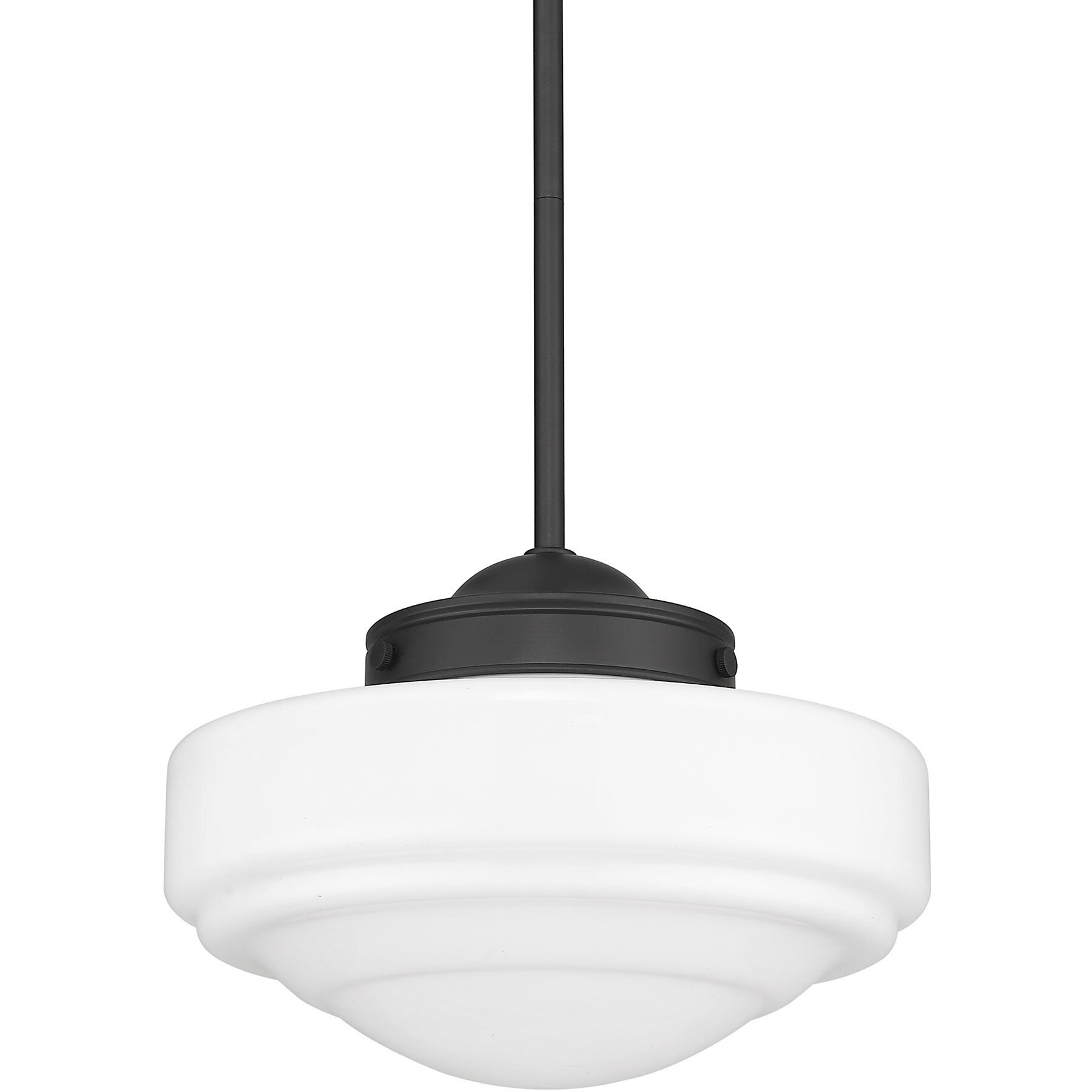 Ingalls 1 Light 12 inch Matte Black Pendant Ceiling Light in Vintage Milk Glass, Medium