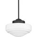 Ingalls 1 Light 12 inch Matte Black Pendant Ceiling Light in Vintage Milk Glass, Medium
