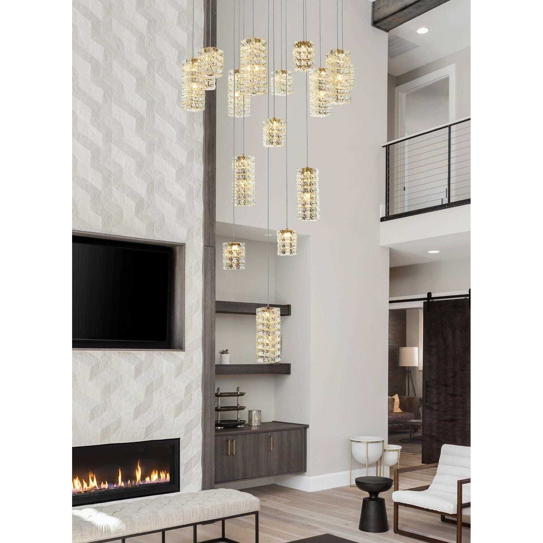 Aston 16 Light 32 inch Satin Gold Pendant Ceiling Light