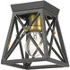 Trestle 1 Light 6 inch Matte Black and Olde Brass Flush Mount Ceiling Light