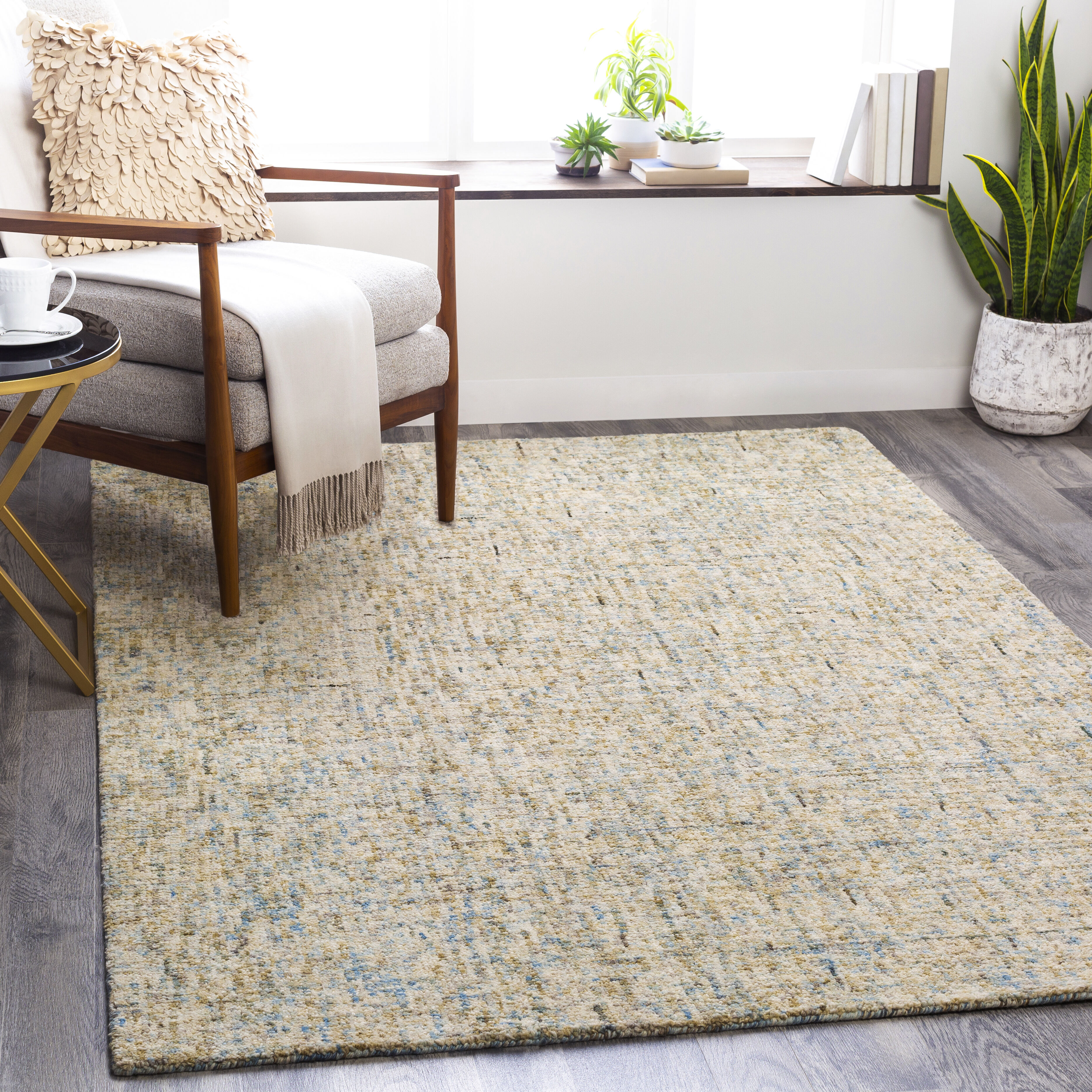 Emily 108 X 72 inch Dark Green Rug in 6 x 9, Rectangle