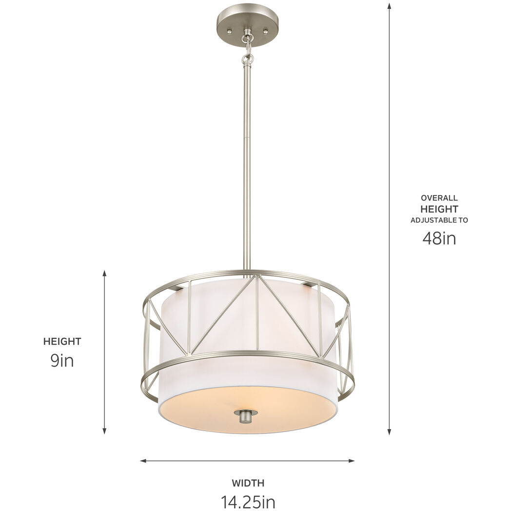 Birkleigh 3 Light 14 inch Satin Nickel Flush Mount Ceiling Light