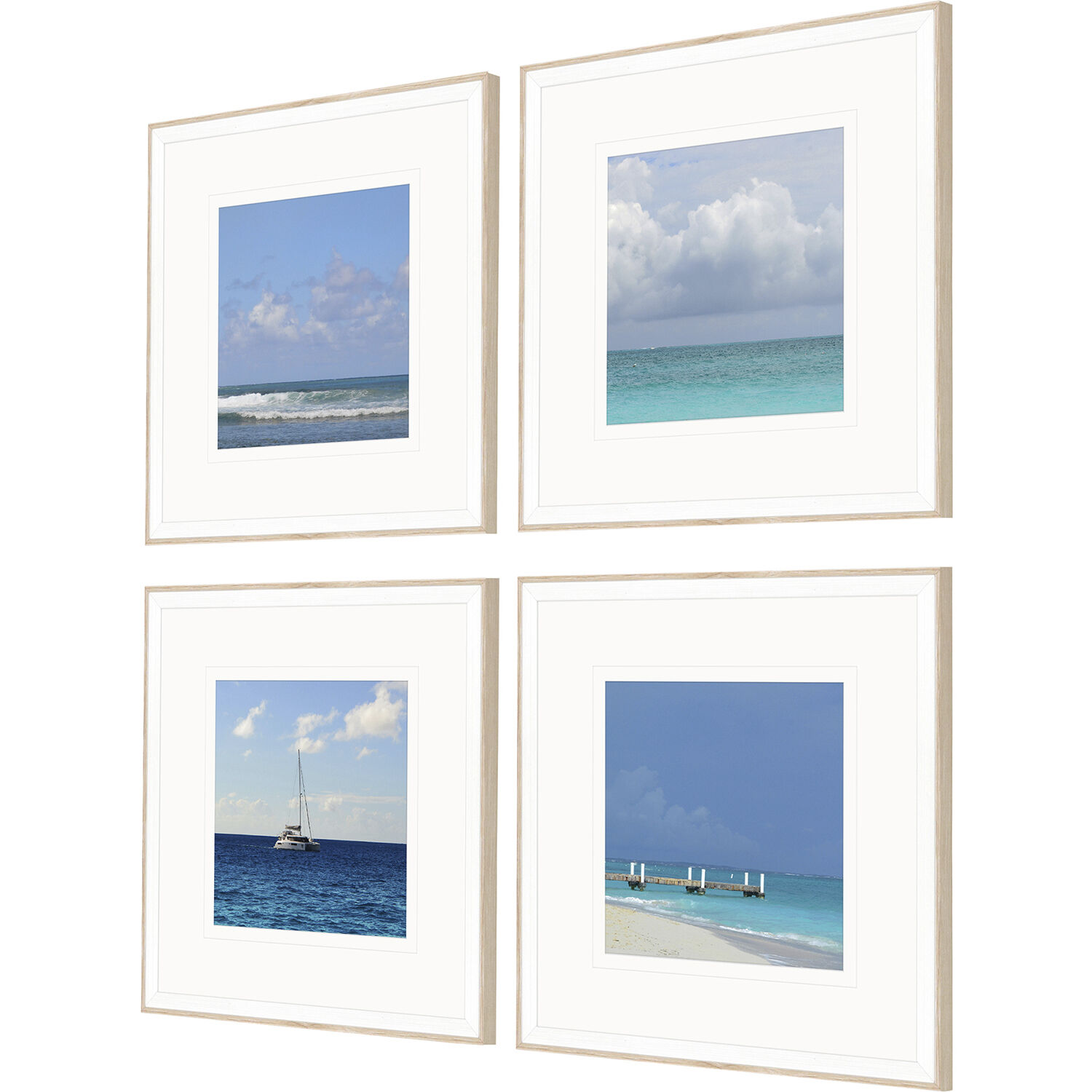 Ocean Adventures Blue and Beige and Turquoise and White Framed Art