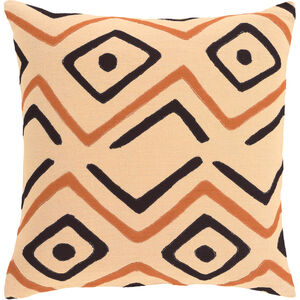 Nairobi 20 X 20 inch Beige and Burnt Orange Throw Pillow