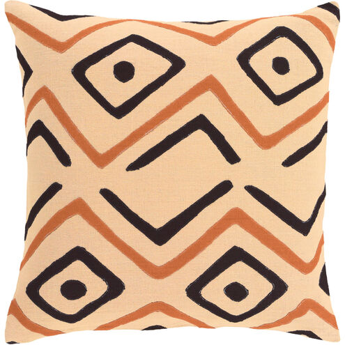 Nairobi 20 X 20 inch Beige and Burnt Orange Throw Pillow