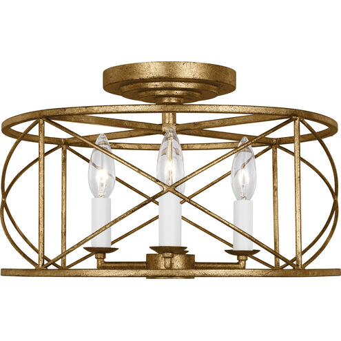 C&M by Chapman & Myers Beatrix 4 Light 15 inch Antique Gild Semi-Flush Mount Ceiling Light