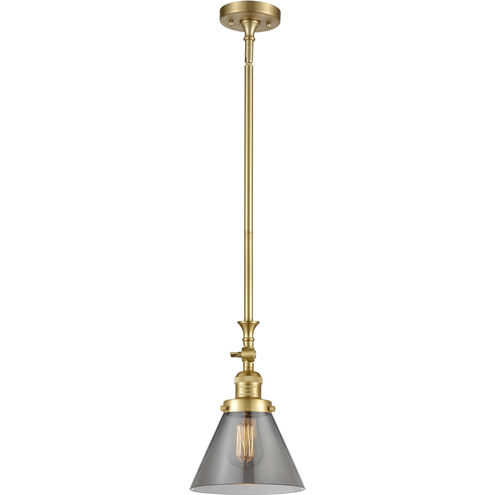 Franklin Restoration Cone 1 Light 8 inch Satin Gold Mini Pendant Ceiling Light in Incandescent, Plated Smoke, Franklin Restoration