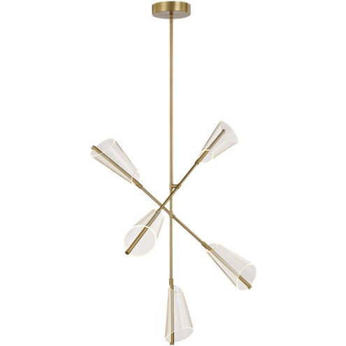 Mulberry LED 37 inch Brushed Gold and Light Guide Chandelier Ceiling Light
