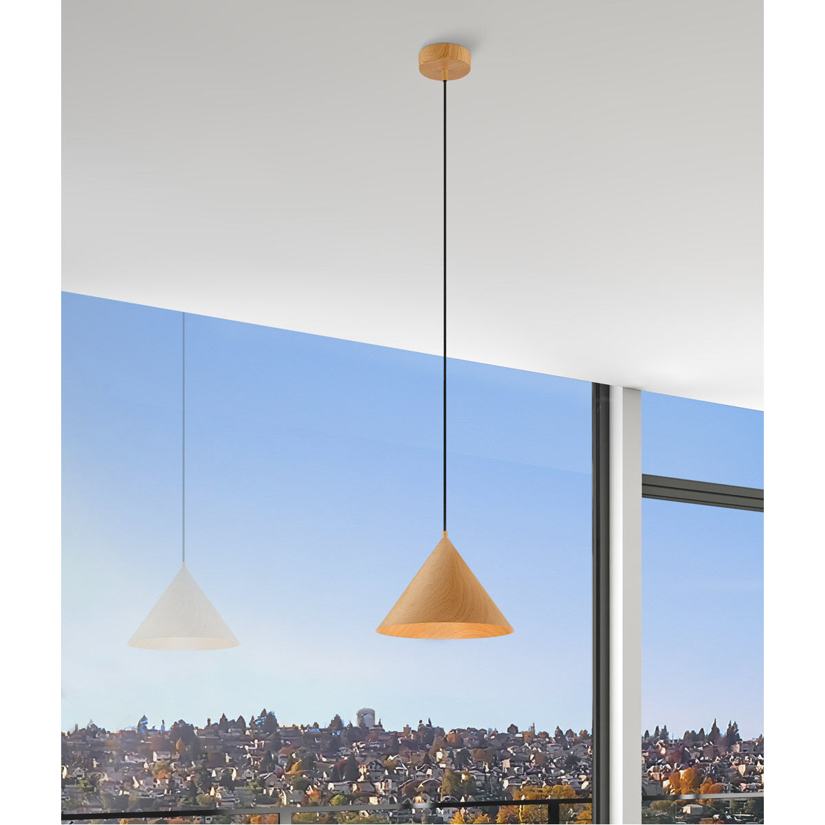 Timber LED 12.75 inch Wood Grain Pendant Ceiling Light