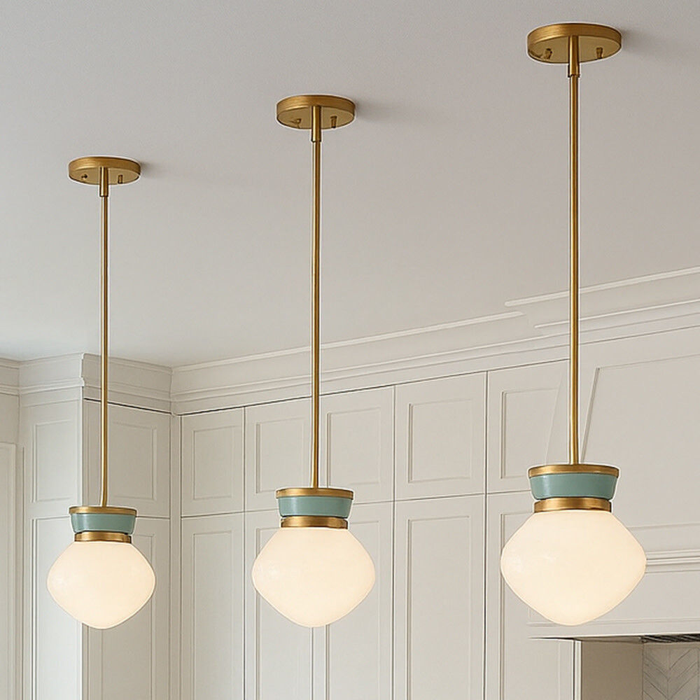 Lucy 1 Light 10 inch Lacquered Brass with Seafoam Pendant Ceiling Light