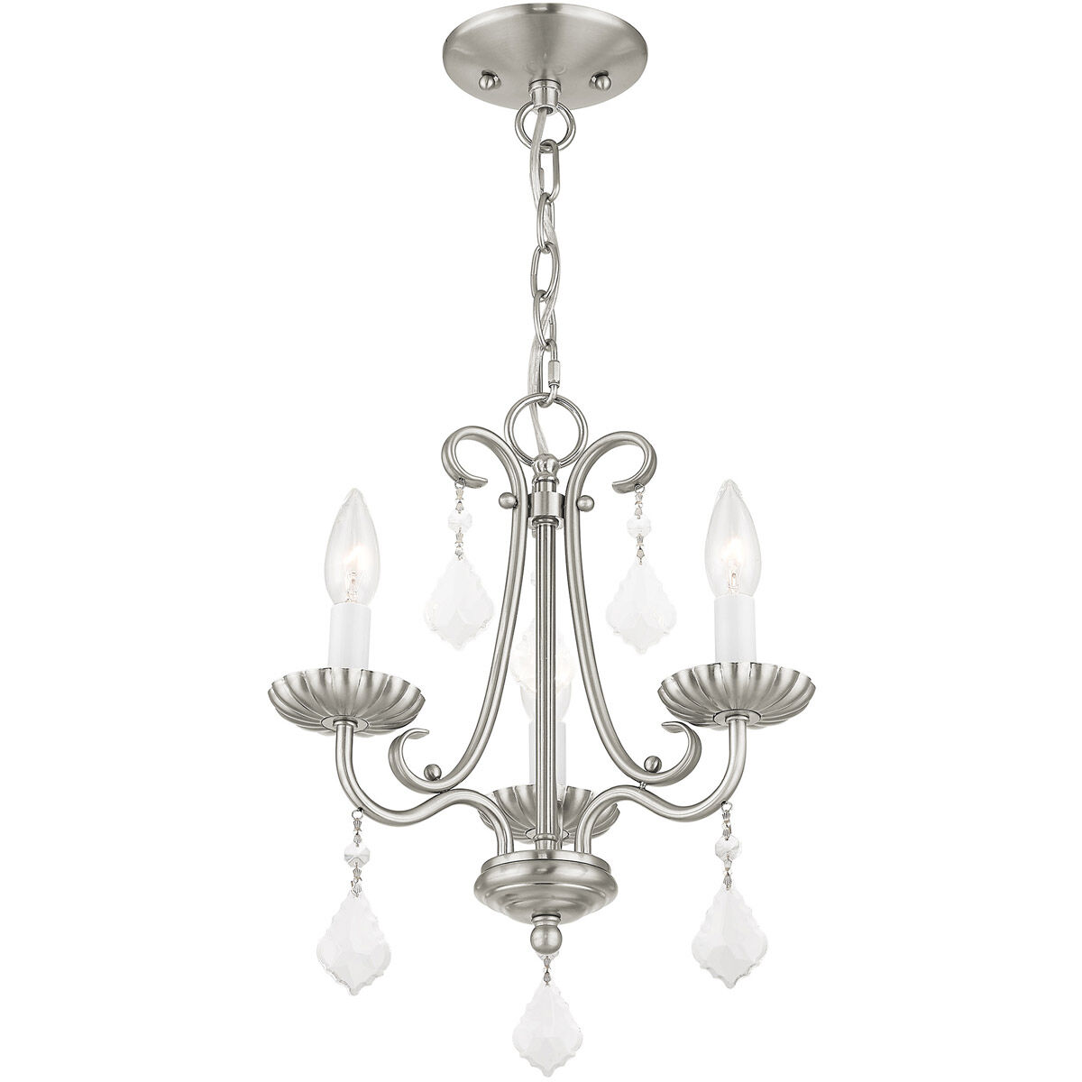 Daphne 3 Light 13.88 inch Brushed Nickel Mini Chandelier Ceiling Light