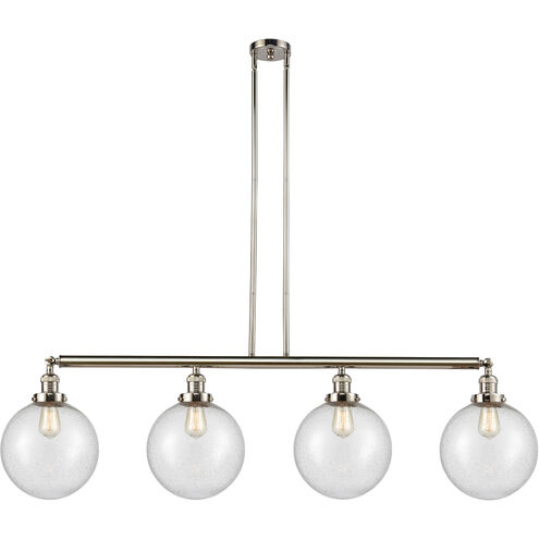 Franklin Restoration X-Large Beacon LED 54 inch Polished Nickel Island Light Ceiling Light in Seedy Glass, Franklin Restoration
