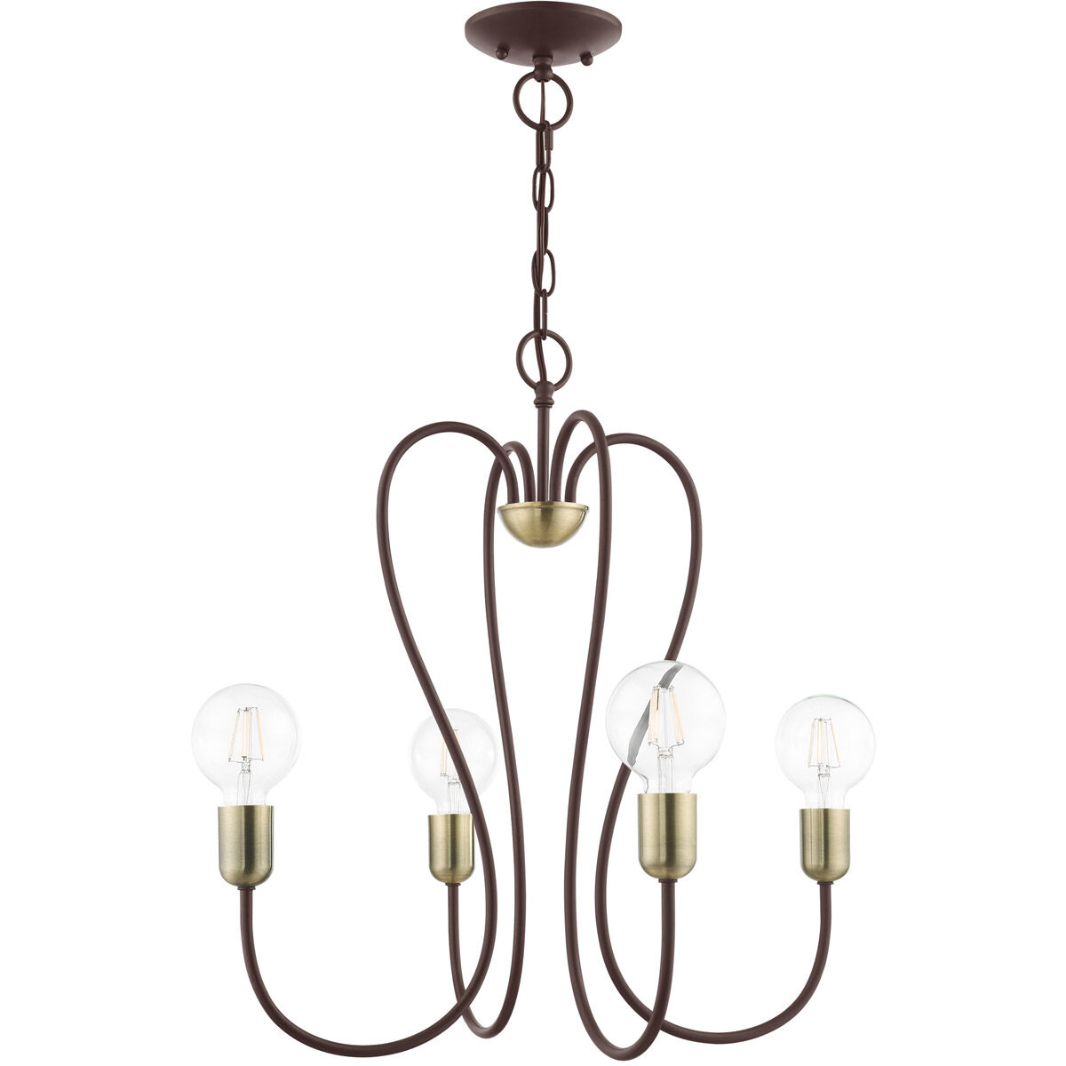 Lucerne 4 Light 20 inch Bronze with Antique Brass Accents Chandelier Ceiling Light