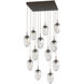 Meteo Incandescent 12 Light Flat Bronze Chandelier Ceiling Light, Square Multi-Port