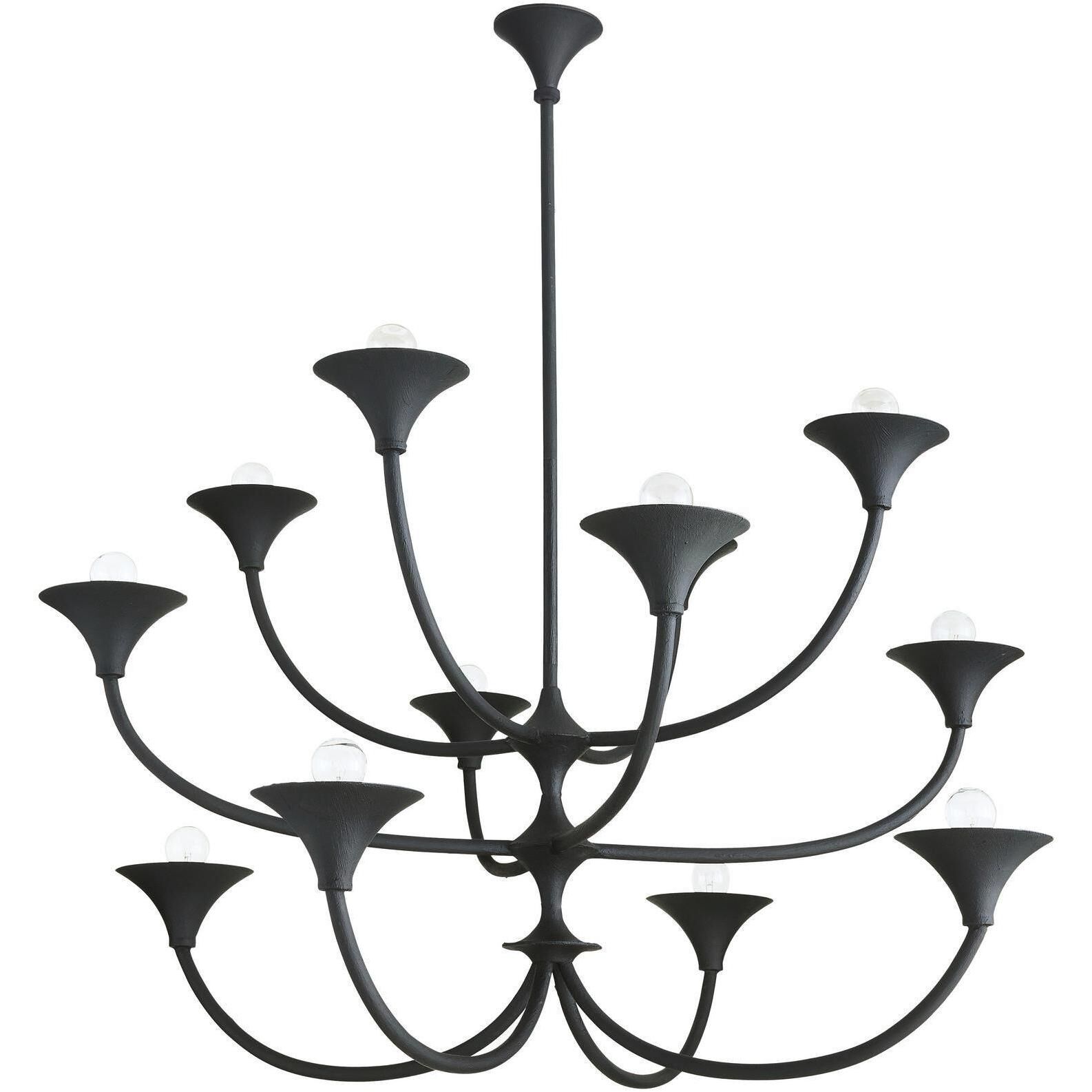 Larkin 12 Light 41.5 inch Black Gesso Chandelier Ceiling Light