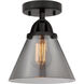 Nouveau 2 Large Cone LED 7.75 inch Matte Black Semi-Flush Mount Ceiling Light in Plated Smoke Glass