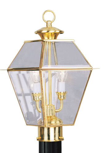 Westover 2 Light 17 inch Polished Brass Outdoor Post Top Lantern