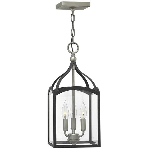 Clarendon 3 Light 8 inch Aged Zinc with Antique Nickel Indoor Foyer Pendant Ceiling Light, Small
