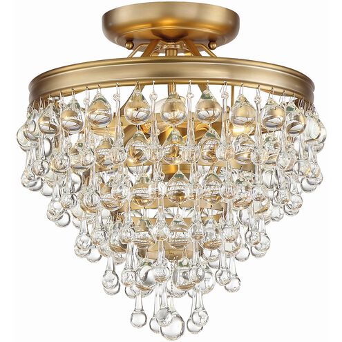 Calypso 3 Light 13 inch Vibrant Gold Semi Flush Ceiling Light